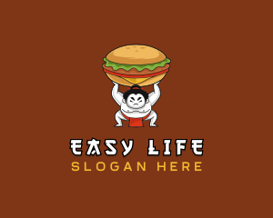 Sumo Wrestler Cheeseburger logo design