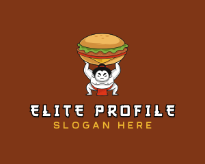 Sumo Wrestler Cheeseburger logo design