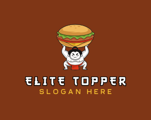 Sumo Wrestler Cheeseburger logo design