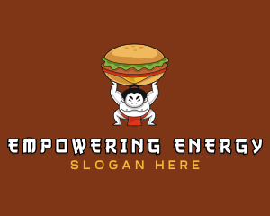 Sumo Wrestler Cheeseburger logo design