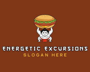 Sumo Wrestler Cheeseburger logo design