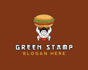 Sumo Wrestler Cheeseburger logo design