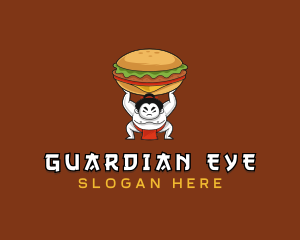 Sumo Wrestler Cheeseburger logo design