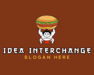 Sumo Wrestler Cheeseburger logo design