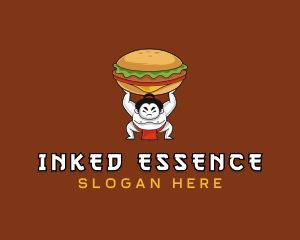 Sumo Wrestler Cheeseburger logo design