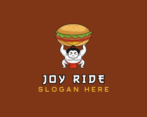 Sumo Wrestler Cheeseburger logo design