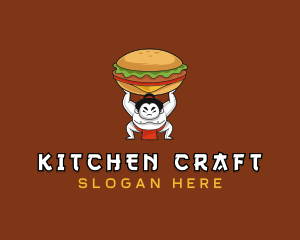 Sumo Wrestler Cheeseburger logo design