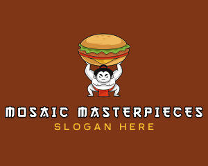 Sumo Wrestler Cheeseburger logo design