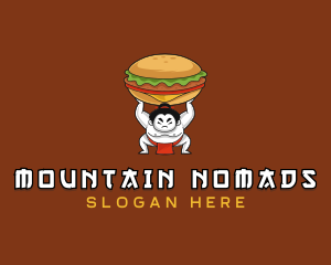 Sumo Wrestler Cheeseburger logo design