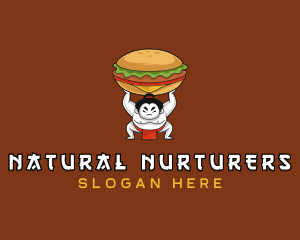 Sumo Wrestler Cheeseburger logo design