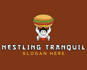 Sumo Wrestler Cheeseburger logo design