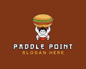 Sumo Wrestler Cheeseburger logo design