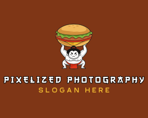 Sumo Wrestler Cheeseburger logo design