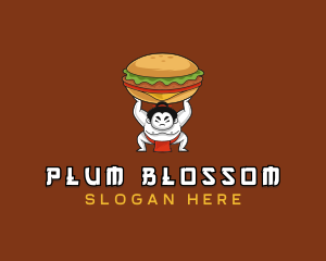 Sumo Wrestler Cheeseburger logo design