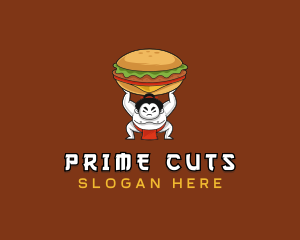 Sumo Wrestler Cheeseburger logo design