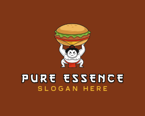 Sumo Wrestler Cheeseburger logo design