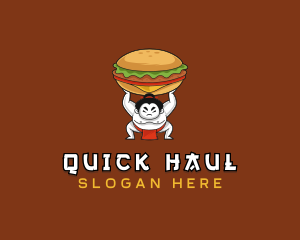 Sumo Wrestler Cheeseburger logo design