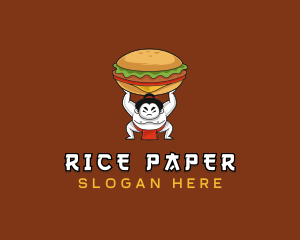 Sumo Wrestler Cheeseburger logo design