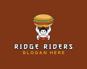 Sumo Wrestler Cheeseburger logo design