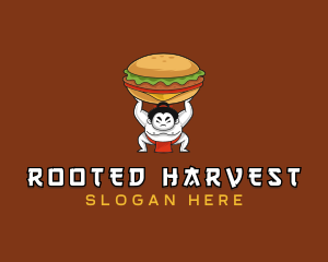 Sumo Wrestler Cheeseburger logo design