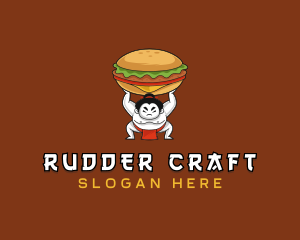 Sumo Wrestler Cheeseburger logo design