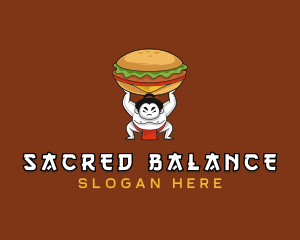 Sumo Wrestler Cheeseburger logo design