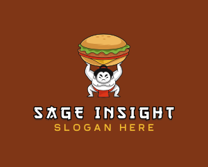 Sumo Wrestler Cheeseburger logo design