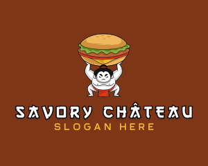 Sumo Wrestler Cheeseburger logo design