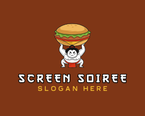 Sumo Wrestler Cheeseburger logo design