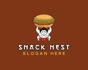 Sumo Wrestler Cheeseburger logo design