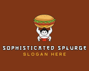 Sumo Wrestler Cheeseburger logo design