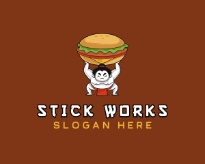 Sumo Wrestler Cheeseburger logo design