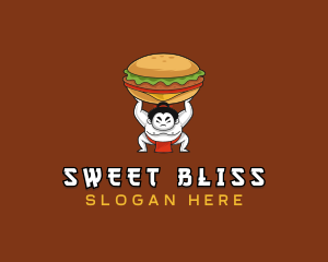 Sumo Wrestler Cheeseburger logo design