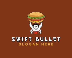 Sumo Wrestler Cheeseburger logo design