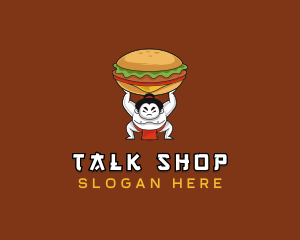 Sumo Wrestler Cheeseburger logo design