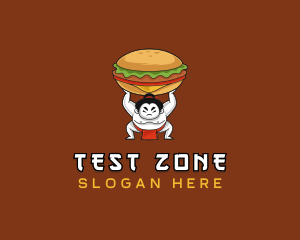 Sumo Wrestler Cheeseburger logo design