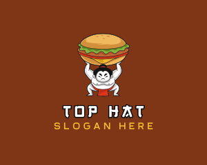 Sumo Wrestler Cheeseburger logo design