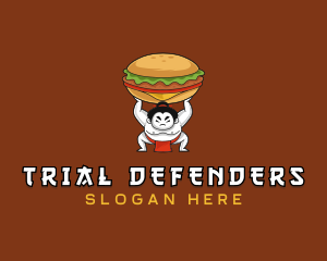 Sumo Wrestler Cheeseburger logo design