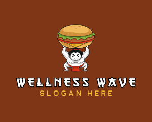 Sumo Wrestler Cheeseburger logo design