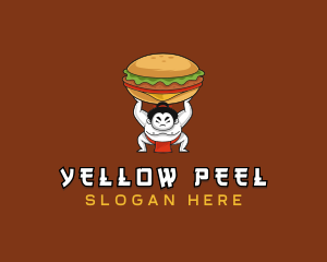 Sumo Wrestler Cheeseburger logo design