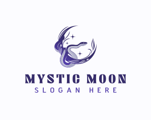 Floral Moon Snake logo design