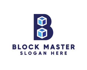 Blue Cube B logo design