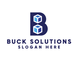 Blue Cube B logo design