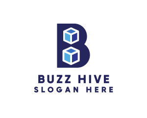 Blue Cube B logo design