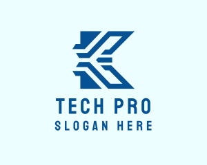 Blue Tech Letter K logo