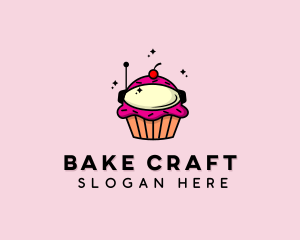 Cupcake Dessert Astronaut logo design