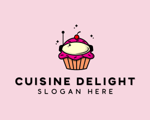 Cupcake Dessert Astronaut logo design