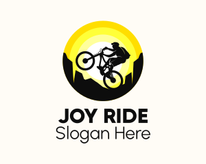 Biker Silhouette Sunset  logo design