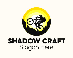 Biker Silhouette Sunset  logo design