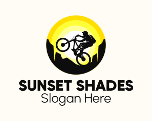 Biker Silhouette Sunset  logo design